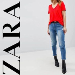 ZARA Red V neck Tee Size XL